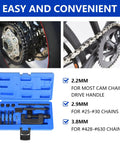 Thsakzo 13-piece motorcycle chain breaker kit in blue case with drive handle and adapters