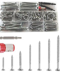 Wood Screws Kit With Torx Star Drive Deck Screws Flat Head Countersunk Self Tapping Thread Cut 200pcs in a storage box