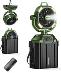 Portable Misting Fan With Four Mist Sprayers Rechargeable 9 Inch Oscillating Camp Fan USB Battery Power Bank 7L Water Bucket