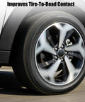 Road Ready Lower Control Arm With Camber Adjustment Built For Crisp Handling And Fast Wheel Alignment Compatible With Hyundai Tucson Santa Fe And Kia Sorento Optima. Close-up of a wheel demonstrating improved tire-to-road contact.