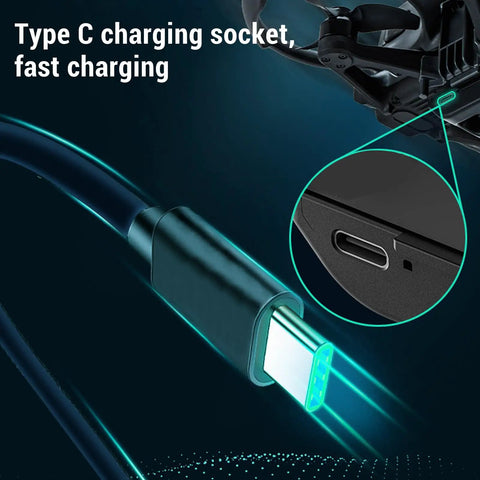 Close-up of USB-C charging cable for Drop Payload System For Avata 2 Gear That Lets You Airdrop Like a Pro With Zero Point Nine Pound Load Capacity Drone Release Device