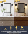 Two Light Wall Sconce In Brushed Nickel With Clear Glass Shades For Modern Vanity And Bathroom Lighting, before and after on