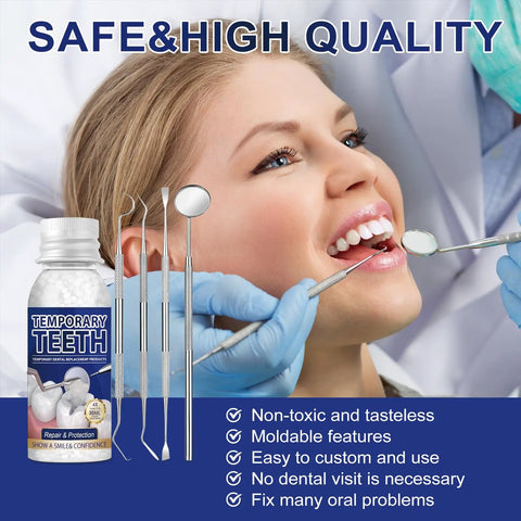 Tooth Repair Kit Moldable Filling Beads With Four Dental Tools For DIY Natural Fake Teeth Replacement At Home Easy DIY Smile Fix