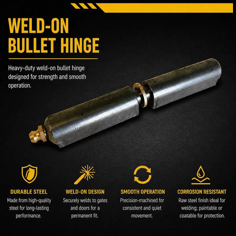 Top Shelf Heavy Duty Weld On Bullet Hinge Pack Of 4 Rock Solid Steel Gate Hardware With Grease Zerk Fitting Built Tough For Badass Jobs That Demand Bombproof Load Capacity And Easy Swinging Action Daily