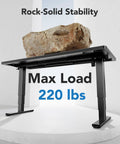 Huanuo 70x35 Inch Electric Standing Desk With Three Stage Brushless Motor Black showing maximum load capacity of 220 lbs.
