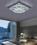 Modern bedroom with Dope Crystal LED Chandelier Lighting With Three Color Dimmable Ceiling Mount Fixture Featuring K9 Crystals