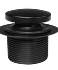 White Tubular Bathtub Waste and Overflow Assembly Kit with Tip-Toe Drain Plug, matte black finish, close-up view.