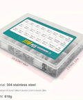 Over 1100 Pieces 304 Stainless Steel Button Head Socket Cap Screws, Nuts, Washers Kit M2 M3 M4 for DIY Projects and Repairs, Heavy Duty Hardware Set Built to Last for Automotive and Home Improvement Use. clear organizer box with M2-M4 304 stainless steel screws, nuts, and washers