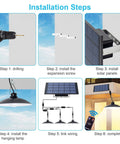 Installation steps for Solar Powered Shed Lights With 3 Heads And Remote Control No Fuss IP65 Weatherproof Outdoor Indoor