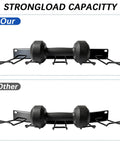Comparison of two drill storage rack wall mounts, top labeled as "Our," showing heavy-duty solid metal design, holding drills securely, and "Other."