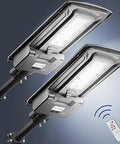 300W Solar Street Light Outdoor 2 Pack With 20000 Lumens LED Parking Lot Lights with motion sensor and remote control