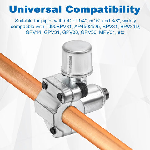 Gosknor BPV-31 bullet piercing valve mounted on copper refrigerator line
