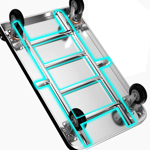 Heavy Duty Flatbed Cart With Steel Platform Dolly And Wheels for Home Office and Warehouse, underside steel frame with four swivel wheels