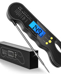 Fast Digital Meat Thermometer With Magnetic Backlight Waterproof Design, display showing 300°F, packaged with box
