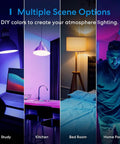 Smart BR30 Flood LED Bulbs 2 Pack Dope Color Changing RGBCW used in study, kitchen, bedroom, and home party scenes