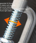 Close-up of screw on Double Handle Pipe Clamp Aluminum Die Cast Quick Release Right Angle Corner Clamp showing rotation arrows.