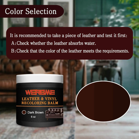 Dark Brown Leather Recoloring Balm Slaps New Shine On Worn Furniture Couches And Car Seats Revives Faded Scratched Or Cracked Vinyl For A Fresh New Vibe Quick Drying Formula Provides Smooth Coverage Without Streaks with a color selection guide.