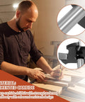 Man woodworking in a workshop using CNC Spoilboard Surfacing Router Bit With 1/4 Inch Shank, Extra Large 1-1/2 Inch Cutting Diameter.