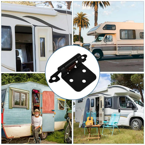 Self Closing Steel Cabinet Hinges With Spring Load For RV Doors And Camper Cabinets, half overlay design, black hinge