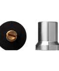 Compact LED Dimmer Knob With Rotary Control for 12-24V LEDs, aluminum housing, wiring visible, side and top view