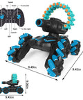 Nerf Compatible Gesture Sensing RC Tank that Shoots Soft Foam Darts, blue 6WD with controller, size dimensions included