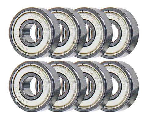 Set Of Eight 608ZZ Skateboard Bearings With Double Metal Shields And Clean Oil Lubrication For Fly Rolling And Dope Long Lasting Speed While Shredding Concrete
