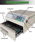 Automatic Reflow Soldering Oven With Infrared Heater And Hot Air Circulation For PCB Boards SMT SMD BGA Rework Station Model T962A details