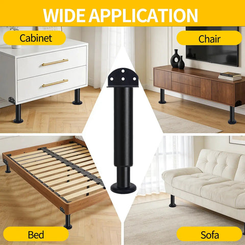 Level Out Your Living Room Like A Pro With Heavy Duty Adjustable L Shape Furniture Legs 4 Pack Twisting From 7 To 12.2 Inches To Banish Wobbly Couches And Secure Everything In Matte Black around various furniture.