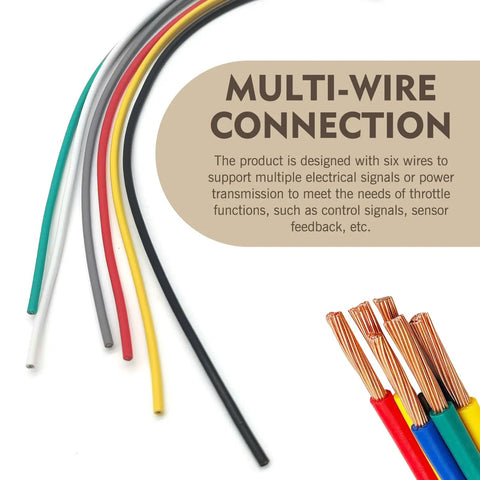 Close-up of multi-wire connection from Two Pack Six Pin Throttle Body Pigtail Connector For TPS Sensor, showing six colored wires.