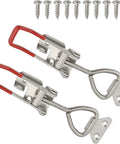 Beefy Heavy Duty Stainless Steel 304 Adjustable Toggle Clamp Catch With Lock Hole, Quick Release Anti Slip Push Pull Clasp and screws