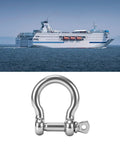 Badass 304 Stainless Steel Marine Shackle With Screw Pin for tough boat rigging, mooring, and towing, shown prominently.