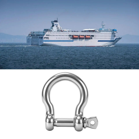 Badass 304 Stainless Steel Marine Shackle With Screw Pin for tough boat rigging, mooring, and towing, shown prominently.