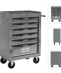 Badass 21 Inch Lockable Tool Storage Cabinet With Heavy Steel Countertop Smooth Ball Bearing Slides For Tough Garage Organization Secure Rolling Shop Locker Silver with drawers.