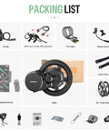 48V 750W Mid Drive Ebike Conversion Kit BBS02B CAN Bus With DPC010 Display And 44T Chainring packing list overview.