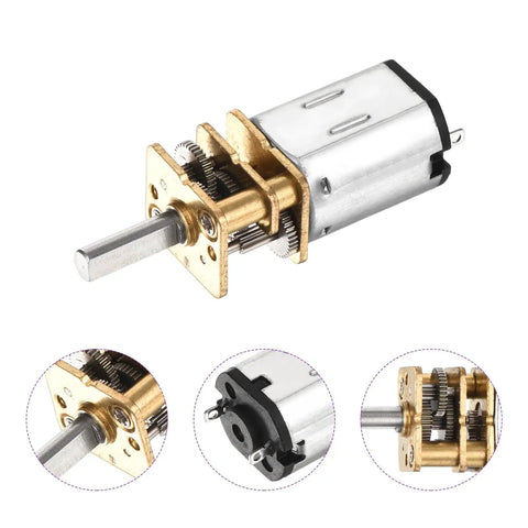 12V 300RPM Micro DC Gearbox Motor With One Hundred To One Gear Reduction 10mm Output Shaft Metal Housing The Go To Power For RC Cars Robots DIY Projects And Model Toys, detailed view showcasing gears and metal housing