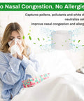 Woman using tissue in bed with image of Humidifier Filter E Replacement For HC14 Series Compatible With Honeywell HCM6009 HEV685 HEV680 HM3500 HM3600 3 Pack Keep Your Home Humidity In Check Today.