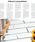 Peel And Stick Beveled Mirror Subway Tiles Silver 4x12 Inch For Kitchen Backsplash And Bathroom Walls Easy Install No Grout No Mess
