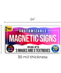 2 Pack 12x24 Custom Magnet Signs In Full Color For Business And Advertising, 30 Mil Vinyl Car Magnets, sample design shown