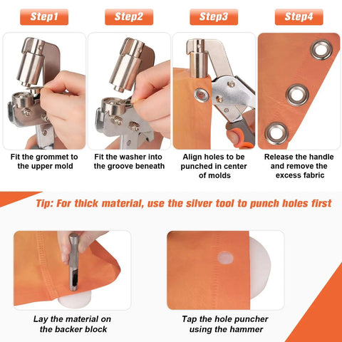 Step-by-step guide using Five Hundred Piece Grommet Tool Kit For Fabric And Tarp Projects With Ten Millimeter Inner Diameter Eyelets