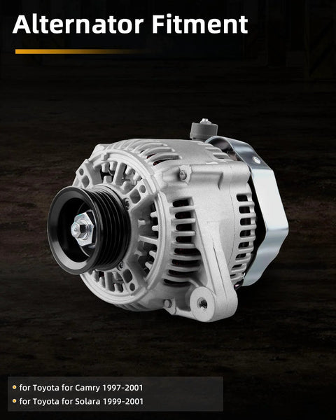 Alternator For Toyota Camry And Solara 1997 To 2001 12V 75Amp With 5 Groove Pulley Replacement Part 13754 in side view