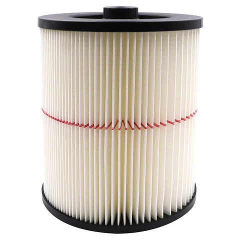 Replacement Filter For Craftsman 17816 Wet Dry Vacuum, fits 9-17816 and 5 gallon models, showing pleated design and red stripe.