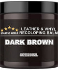 Dark Brown Leather Recoloring Balm And Quick Furniture Repair Kit in an 8oz tub for patching scratches and restoring color.