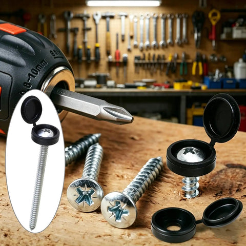 Heavy Duty 3 Inch Shutter Screws With Black Vinyl Caps Bulk Pack Of 24 Stainless Steel Fasteners Built Like A Tank Hardware For Exterior Windows Railings And Woodwork Fix It Up displayed with screw caps.