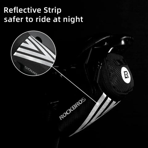 Under Seat Bike Saddle Bag Ultralight Storage Pouch For Road Mountain Folding Bikes with reflective strip for night safety