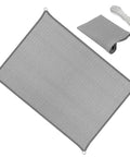 Top view of a 5 By 7 Foot Gray Sun Shade Sail Straight Edge Canopy with included durable ropes, designed for outdoor patio lawn use.