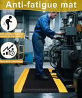 Heavy Duty Anti Fatigue Floor Mat For Industrial Workshops And Garages, 3 By 5 Feet, 15/16 Inch Thick Diamond Plate Vinyl Non Slip Ergonomic Standing Mat, Tough Commercial Grade Durability For Long Lasting Comfort installed in workshop setting
