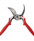 DualCUT Forged Steel Bypass Hand Pruner With 1 Inch Cutting Capacity, steel blades, red ergonomic handles, angled view