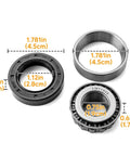 Harley Wheel Bearing And Seal Kit Front And Rear Direct Fit For Softail Dyna Sportster Road King Electra Glide 1973 1999 Replacement 9052 47519 83A Premium Quality Heavy Duty For Longevity And Smooth Ride showing bearing and seal dimensions.