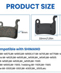 Diagram showing product size for 4 Pairs Bike Disc Brake Pads With Installation Toolkit, 4mm thickness, compatible with Shimano series.