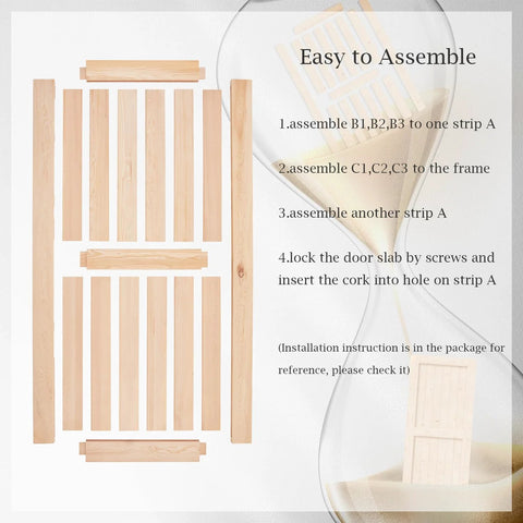 Assembly instructions for 36 By 84 Inches Sliding Barn Door Solid Spruce Panelled Slab With H Frame For Interior Rooms And Storage Closets DIY